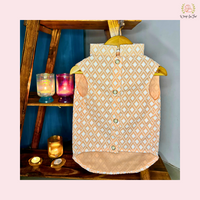 Peach Diamond Weave Nawab Dog Kurta - Traditional Indian Dog Ethnic Wear Dress