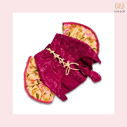 Peach Pink Dog Wedding Dress – Embroidered Bridal Lehenga for Dogs