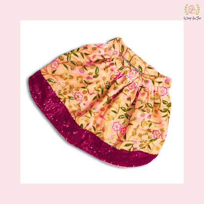 Peach Pink Dog Wedding Dress – Embroidered Bridal Lehenga for Dogs