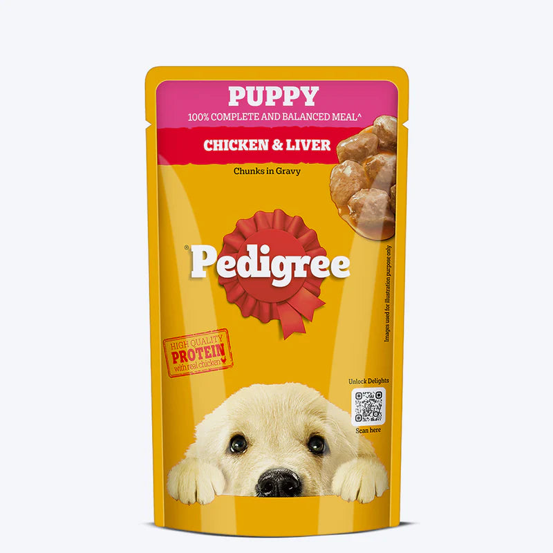 Pedigree Puppy Chicken & Liver Chunks in Gravy Wet Dog Food - 130g