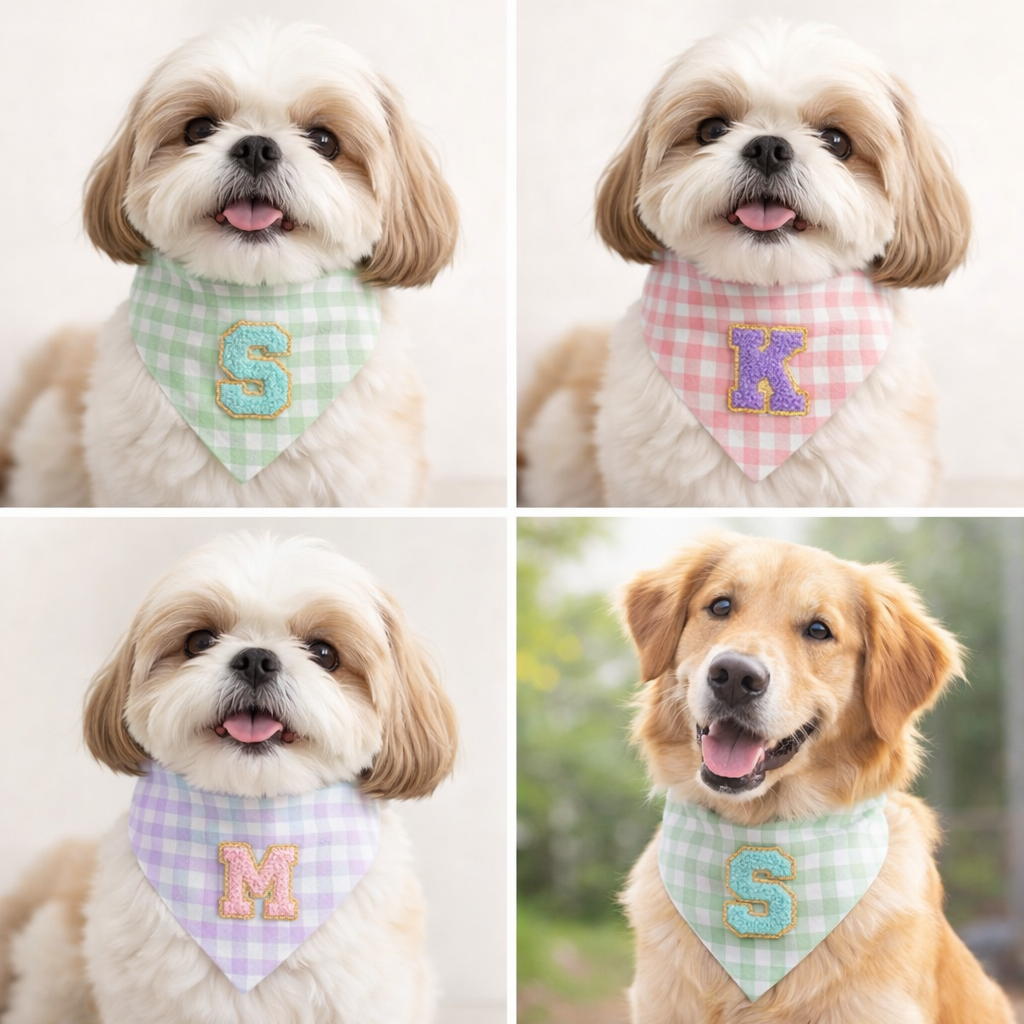 Personalised Alphabet Gingham Dog Bandana