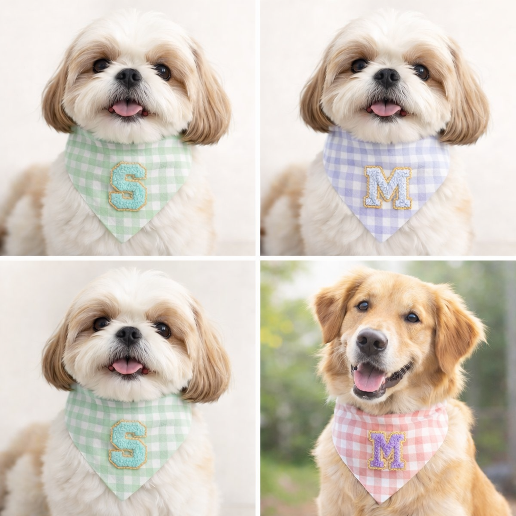 Personalised Alphabet Gingham Dog Bandana