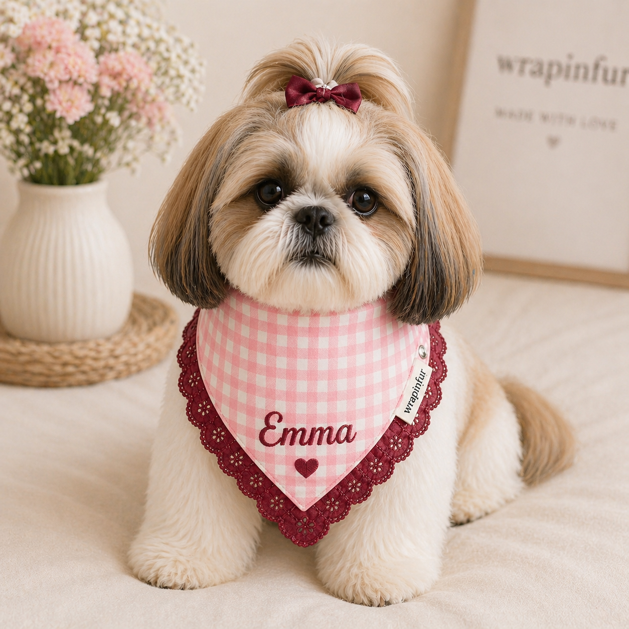 Personalised Gingham Dog Bandana