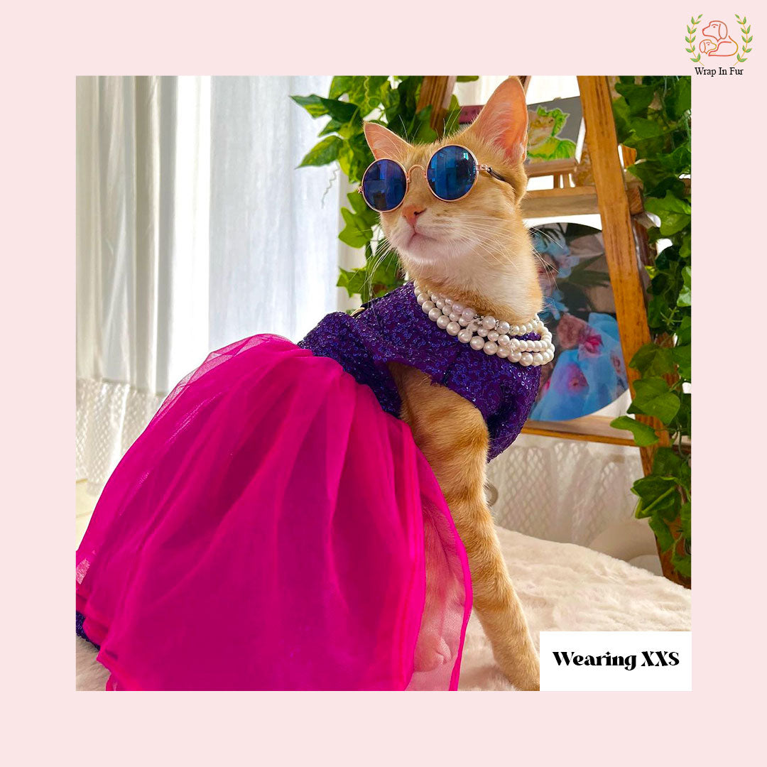 Pink Bling cat birthday frock online