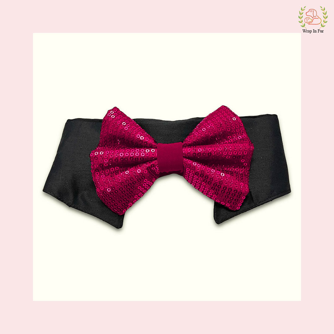 Pink Dog Bow Collar Set