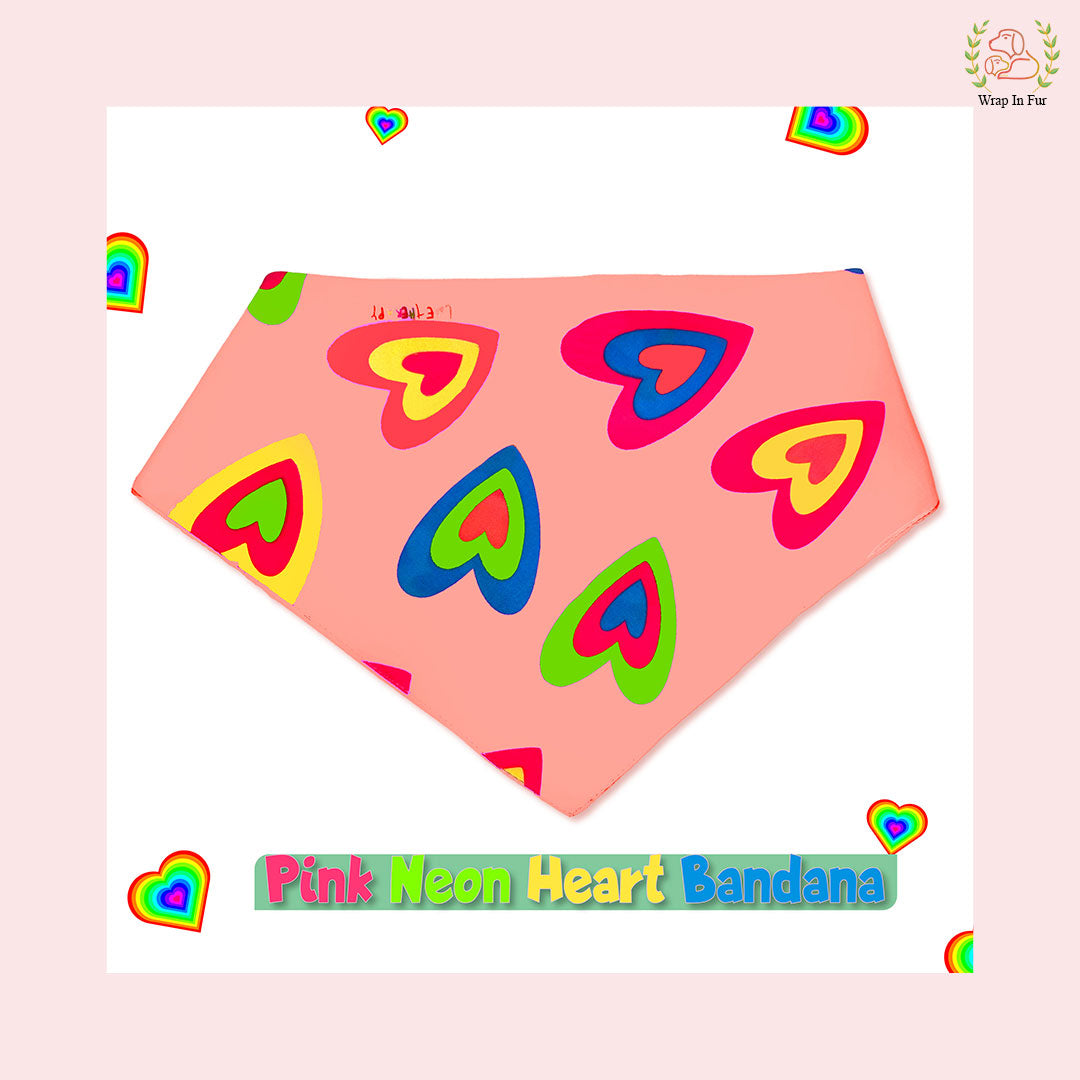 Pink neon heart bandana