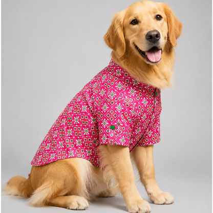Pink Patola Dog Kurta