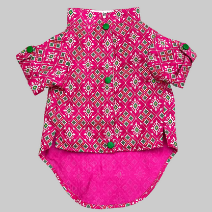 Pink Patola Dog Kurta