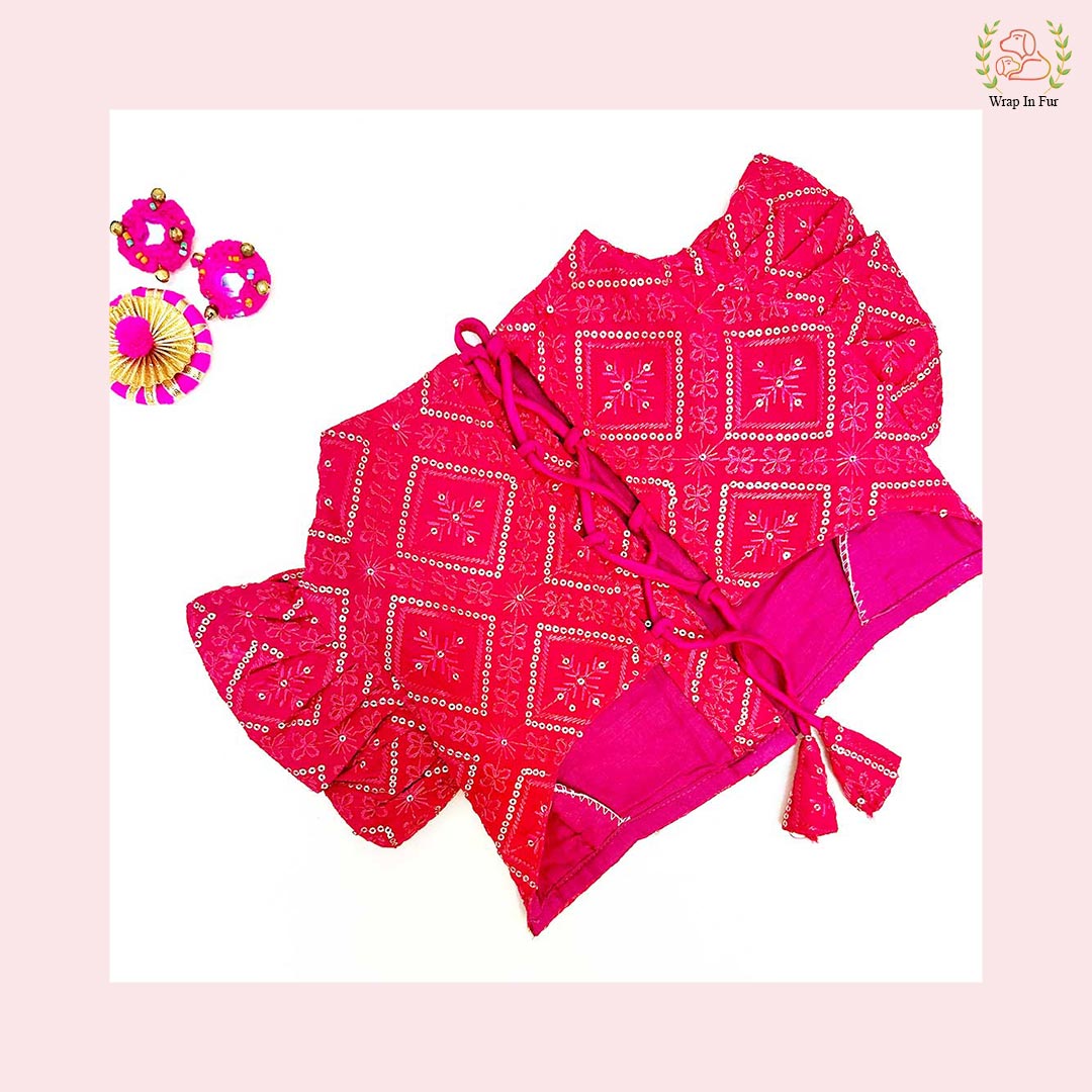 Pink Bridal Lehenga Choli Dog Dress – Wedding Outfit for Dogs