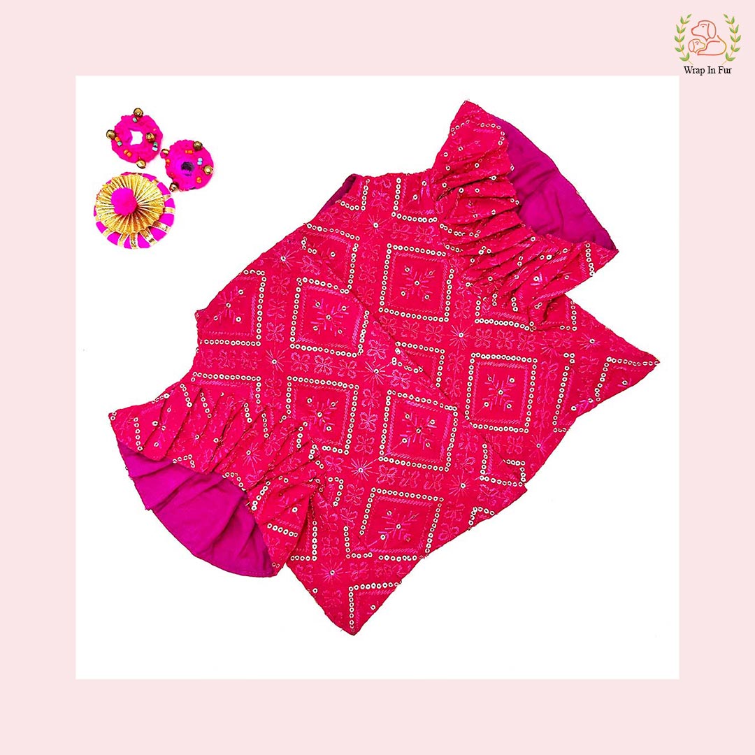 Pink Bridal Lehenga Choli Dog Dress – Wedding Outfit for Dogs