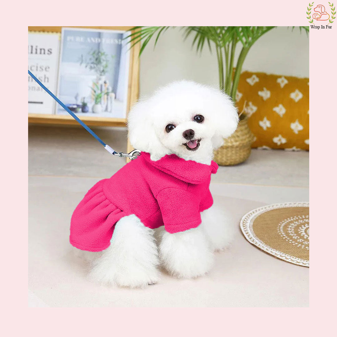 Pink Cozy Winter Dog Frock – Warm & Stylish Wear