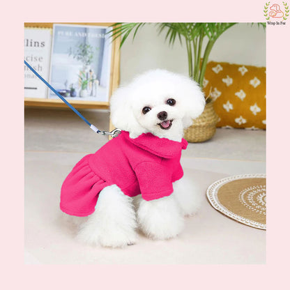 Pink Cozy Winter Dog Frock – Warm & Stylish Wear