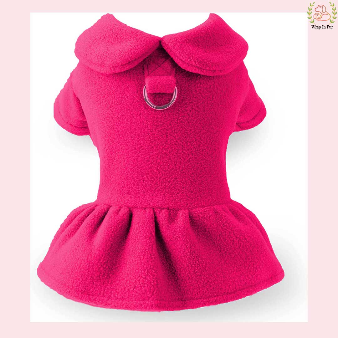 Pink Cozy Winter Dog Frock – Warm & Stylish Wear