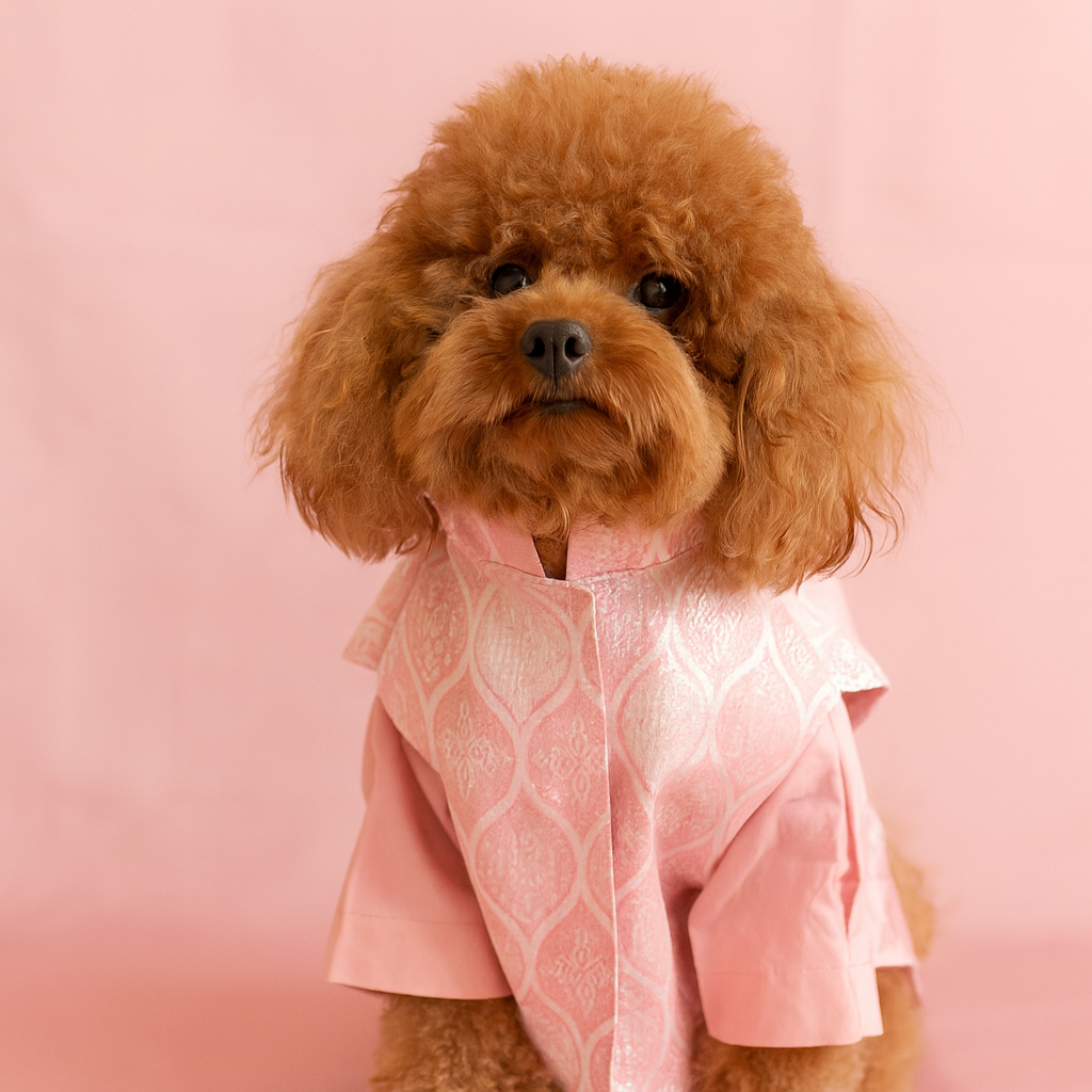 Pink Dog Kurta Set - Royal Indian Dog Ethnic Wear Jacket Dress