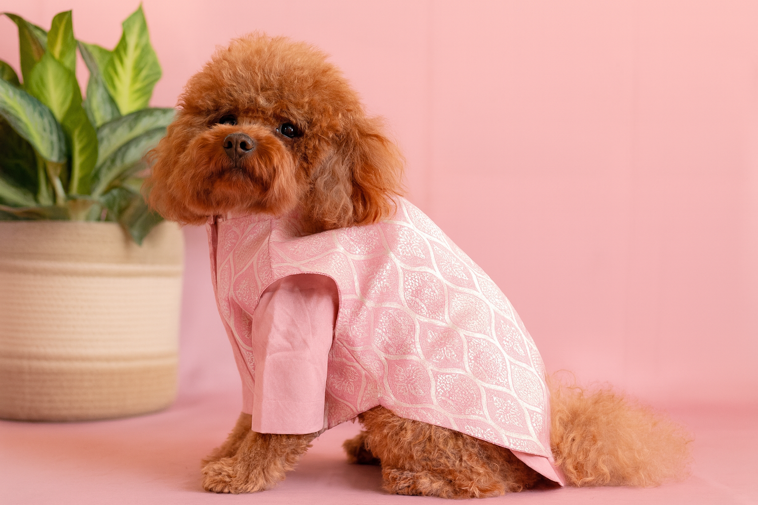 Pink Dog Kurta Set - Royal Indian Dog Ethnic Wear Jacket Dress