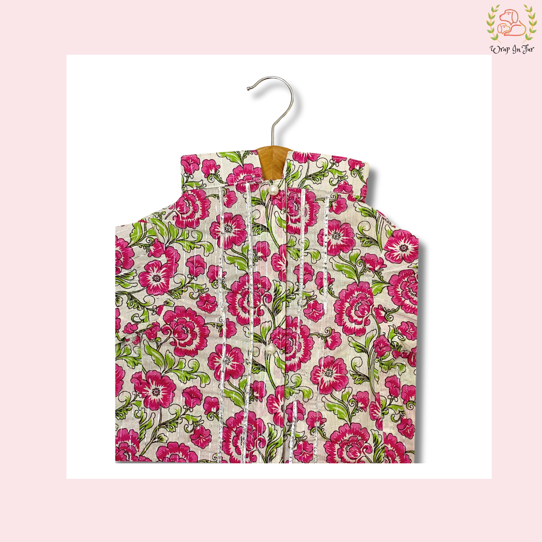 Pink Floral Dog Kurta - Elegant Indian Dog Ethnic Wear Dress