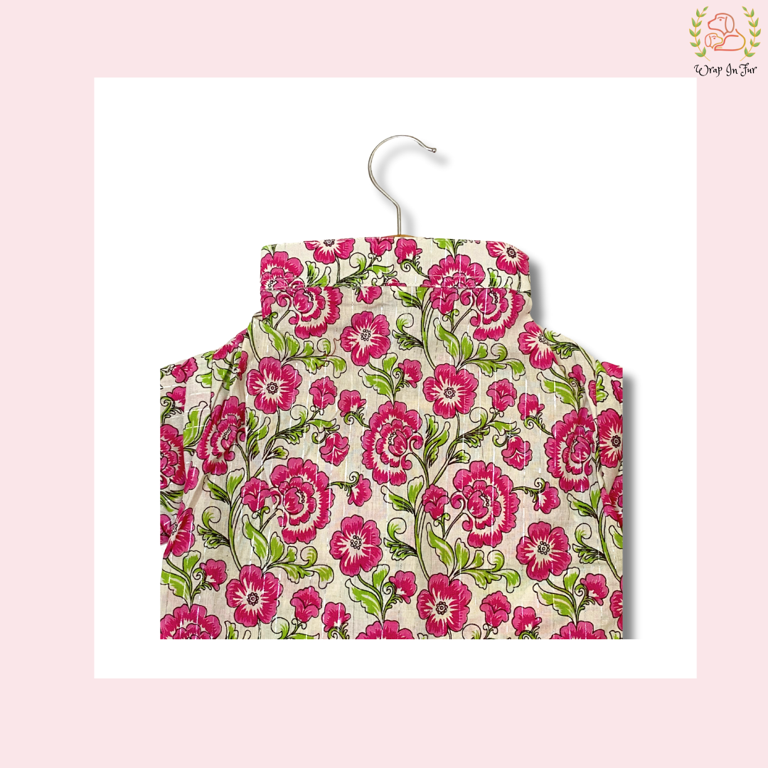 Pink Floral Dog Kurta - Elegant Indian Dog Ethnic Wear Dress