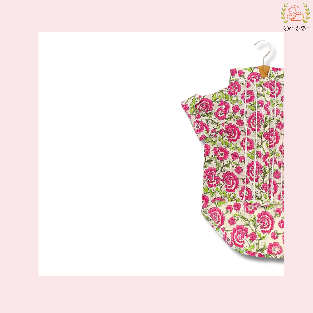 Pink Floral Dog Kurta - Elegant Indian Dog Ethnic Wear Dress