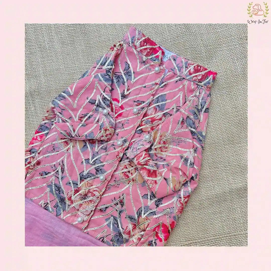 Pink Floral Dog Kurta Shirt - Traditional Indian Dog Ethnic Wear