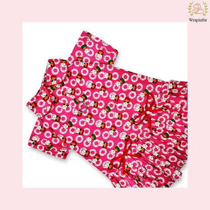Pink Floral Winter Dog Frock – Cozy, Cute & Perfect for Cold Days