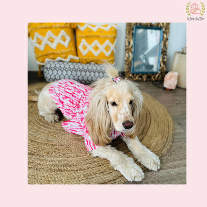 Pink Holi Dog Kurta - Modern Tie Dye Indian Dog Ethnic Wear Dress