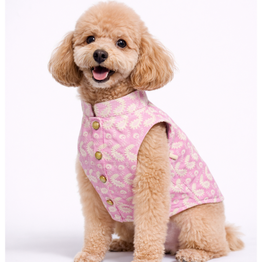 Pink Nawab Dog Kurta Vest 