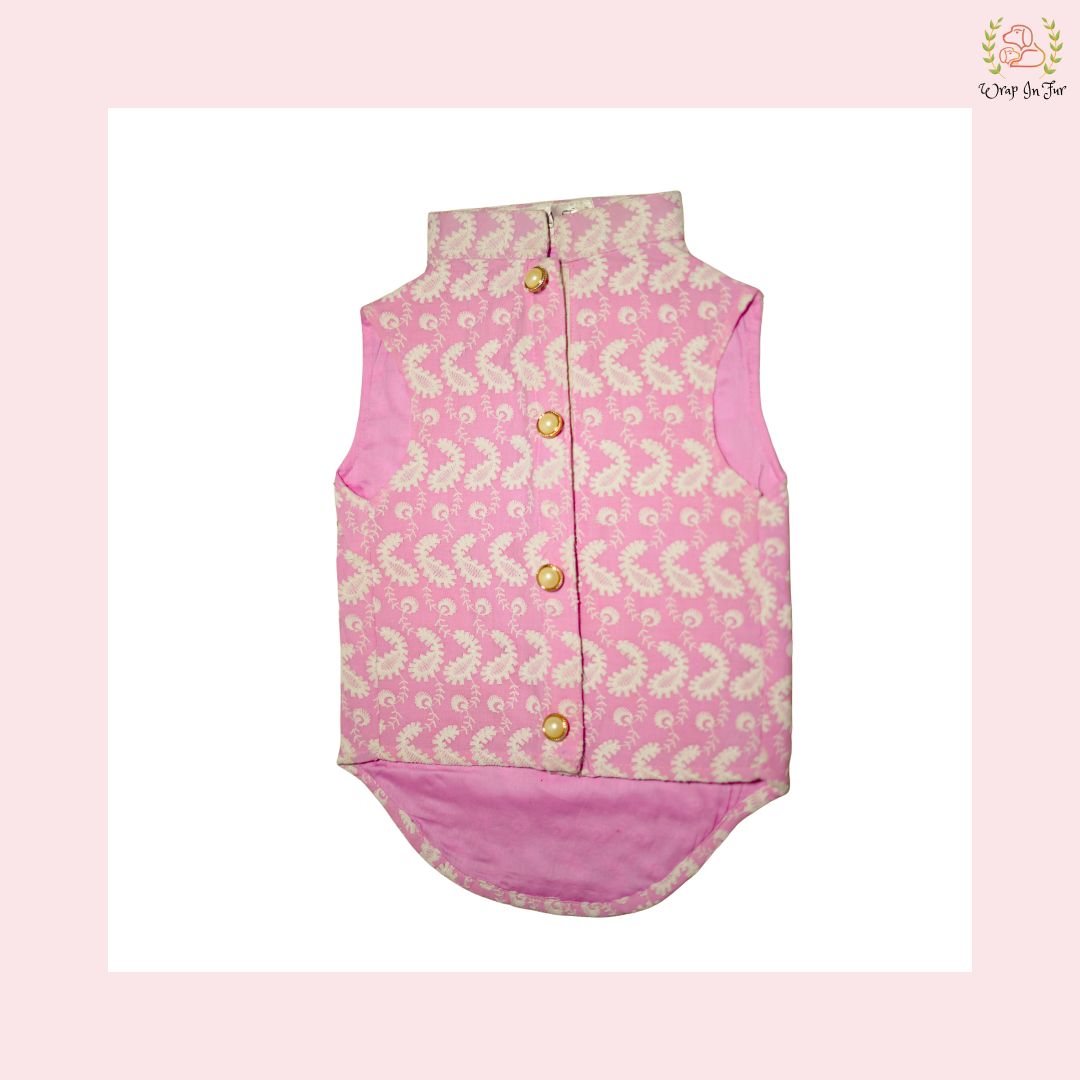 Pink Nawab Dog Kurta Vest - Premium Embroidered Indian Dog Ethnic Wear