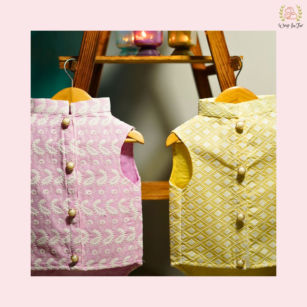 Pink Nawab Dog Kurta Vest - Premium Embroidered Indian Dog Ethnic Wear