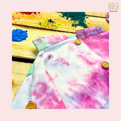 Pink Ombre Dog Kurta - Vibrant Tie-Dye Indian Dog Ethnic Wear