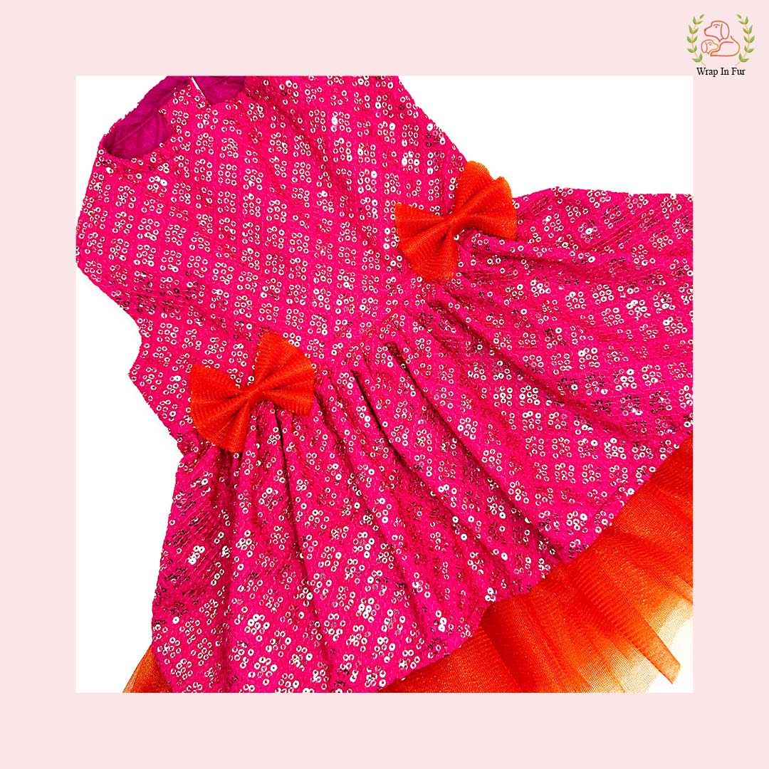 Pink Orange Dog Wedding Dress – Premium Ethnic Frock for Dogs