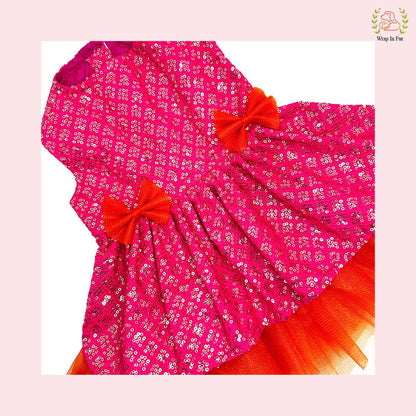 Pink Orange Dog Wedding Dress – Premium Ethnic Frock for Dogs