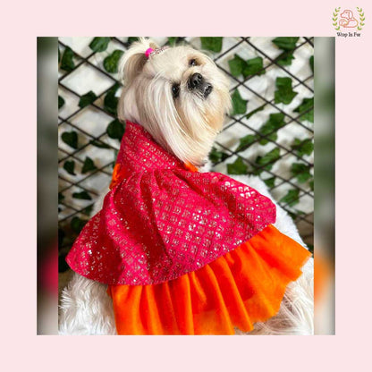 Pink Orange Dog Wedding Dress – Premium Ethnic Frock for Dogs