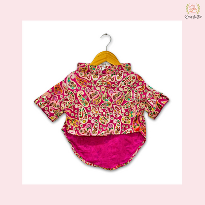 Pink Paisley Dog Kurta Shirt - Traditional Indian Dog Ethnic Wear