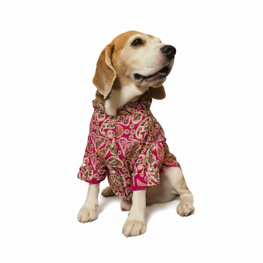 Pink Paisley Dog Kurta Shirt - Traditional Indian Dog Ethnic Wear