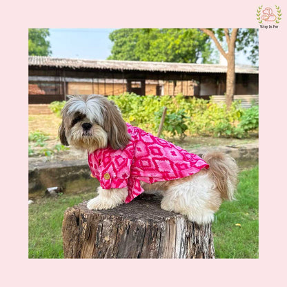 Pink Paradise Dog Kurta - Premium Ikat Indian Dog Ethnic Wear