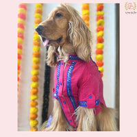 Pink & Royal Blue Bandhani Dog Kurta - Premium Indian Dog Ethnic Wear