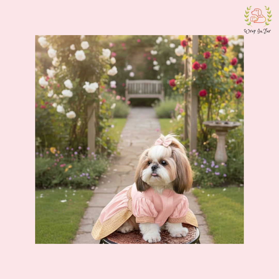 Pink Royal Festive Dog Dress – Premium Ethnic Party Wear for Dogs 