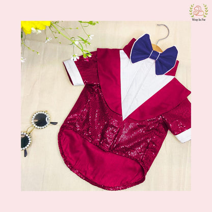 Pink Sequin Dog Tuxedo Suit - Fun Formal Wedding Attire