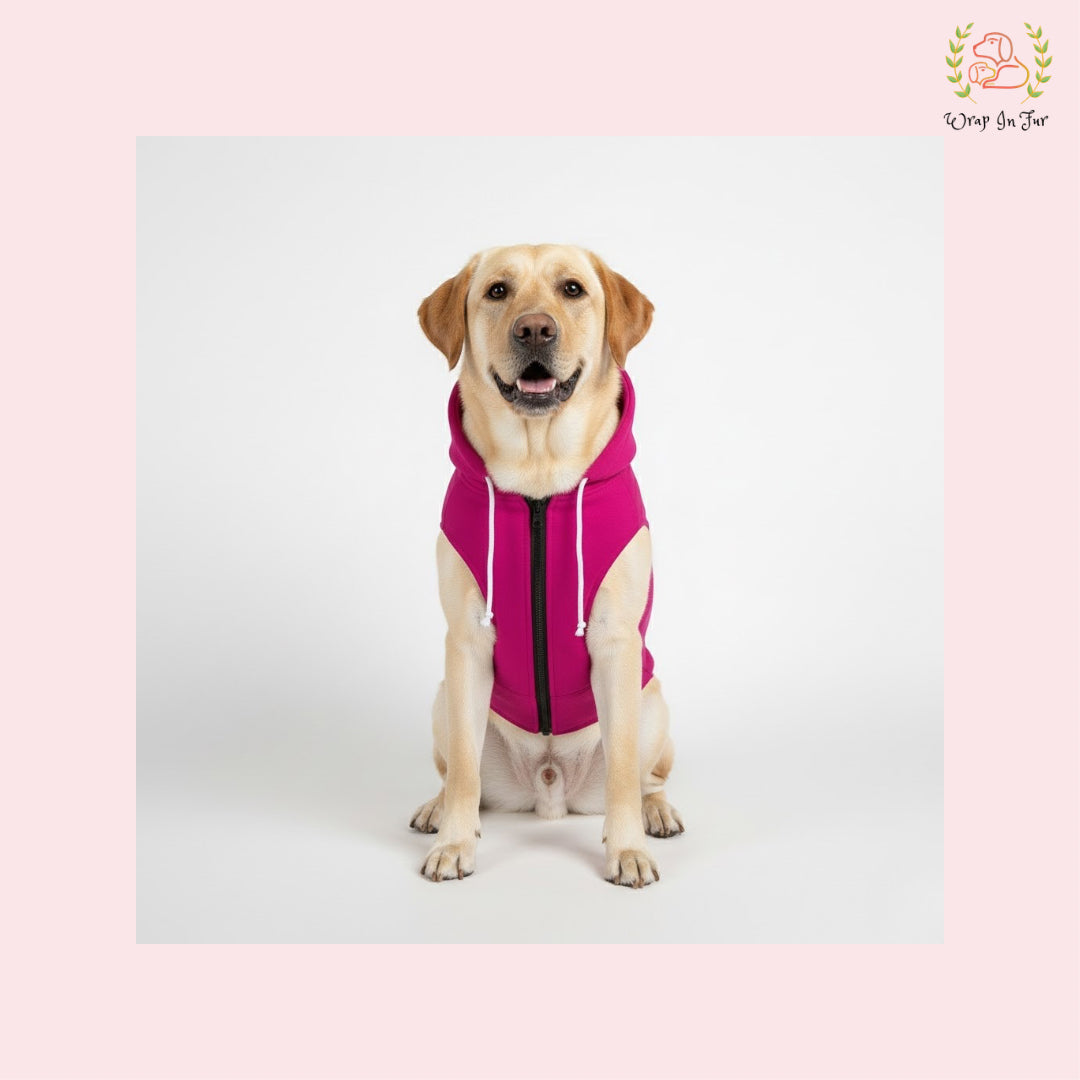 Pink Sleeveless Dog Winter Hoodie – Warm Fleece Winter Wear