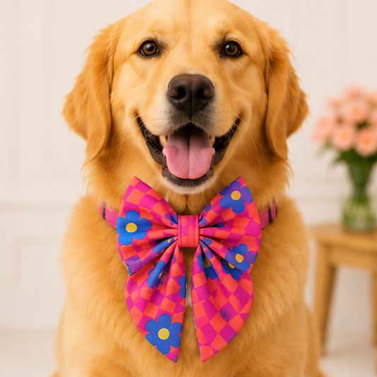 Pink Summer Dog Bow Collar