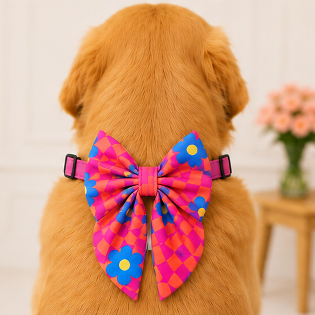 Pink Summer Dog Bow Collar