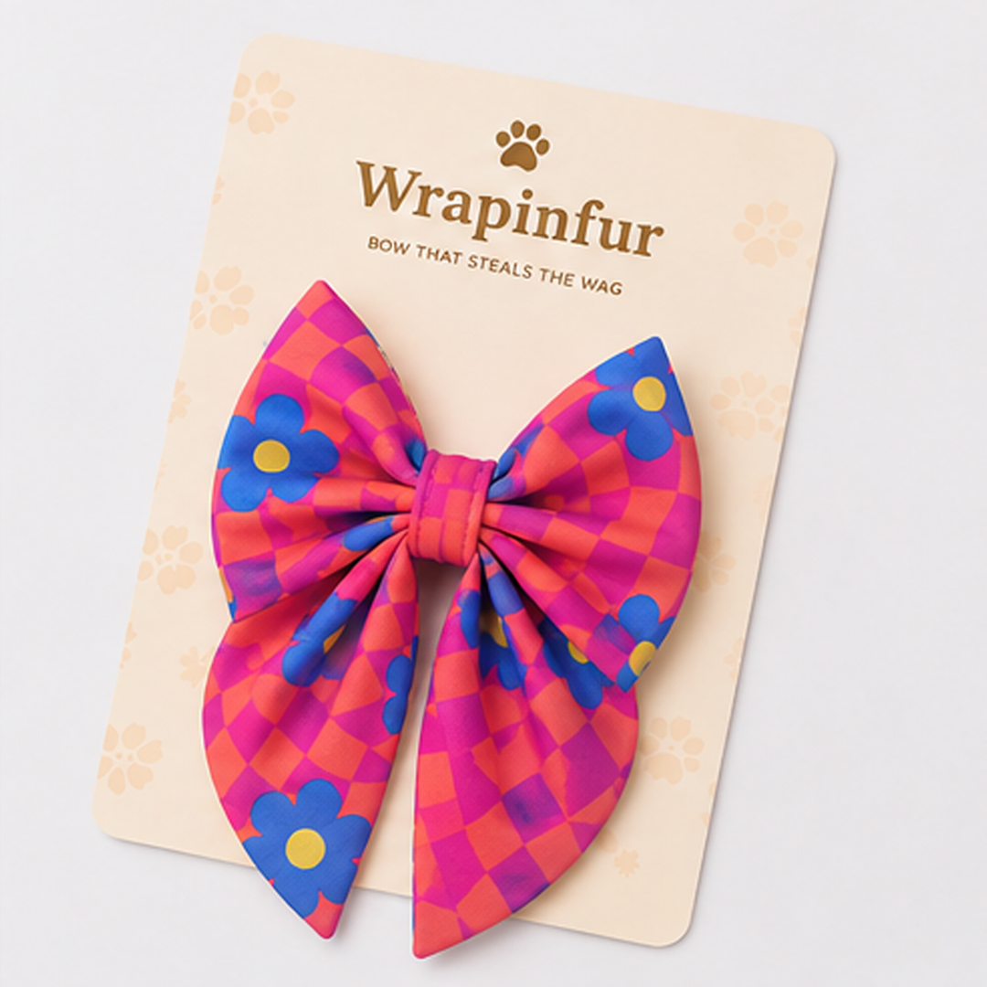 Pink Summer Dog Bow Collar
