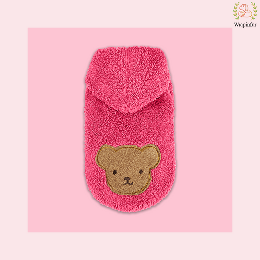 Pink Teddy Dog Hoodie – Ultra Soft Winter Wear for Dogs