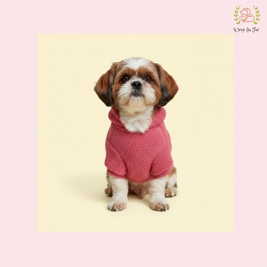 Pink Teddy Dog Hoodie – Ultra Soft Winter Wear for Dogs