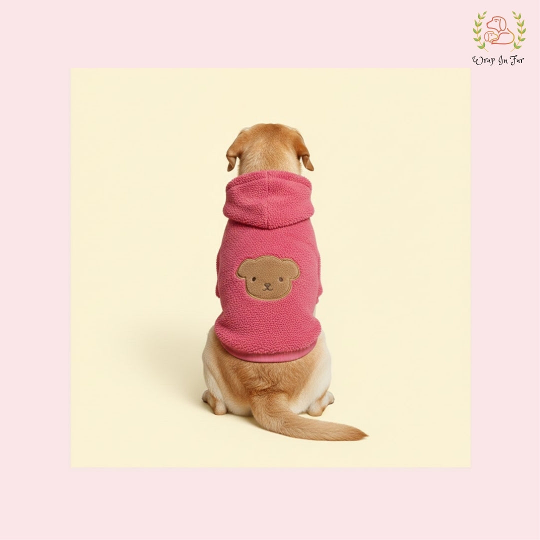 Pink Teddy Dog Hoodie – Ultra Soft Winter Wear for Dogs