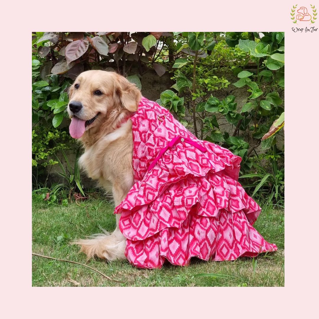 Pink Tiered Ruffle Dog Princess Dress - Festive Party Wear Frock