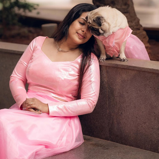 Pink Tutu Dog Frock Twinning Set