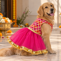 Pink bandhni Gota Frock For Dogs