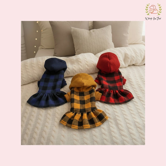 PlaidHood Dog Dress – Warm, Cute & Winter-Ready