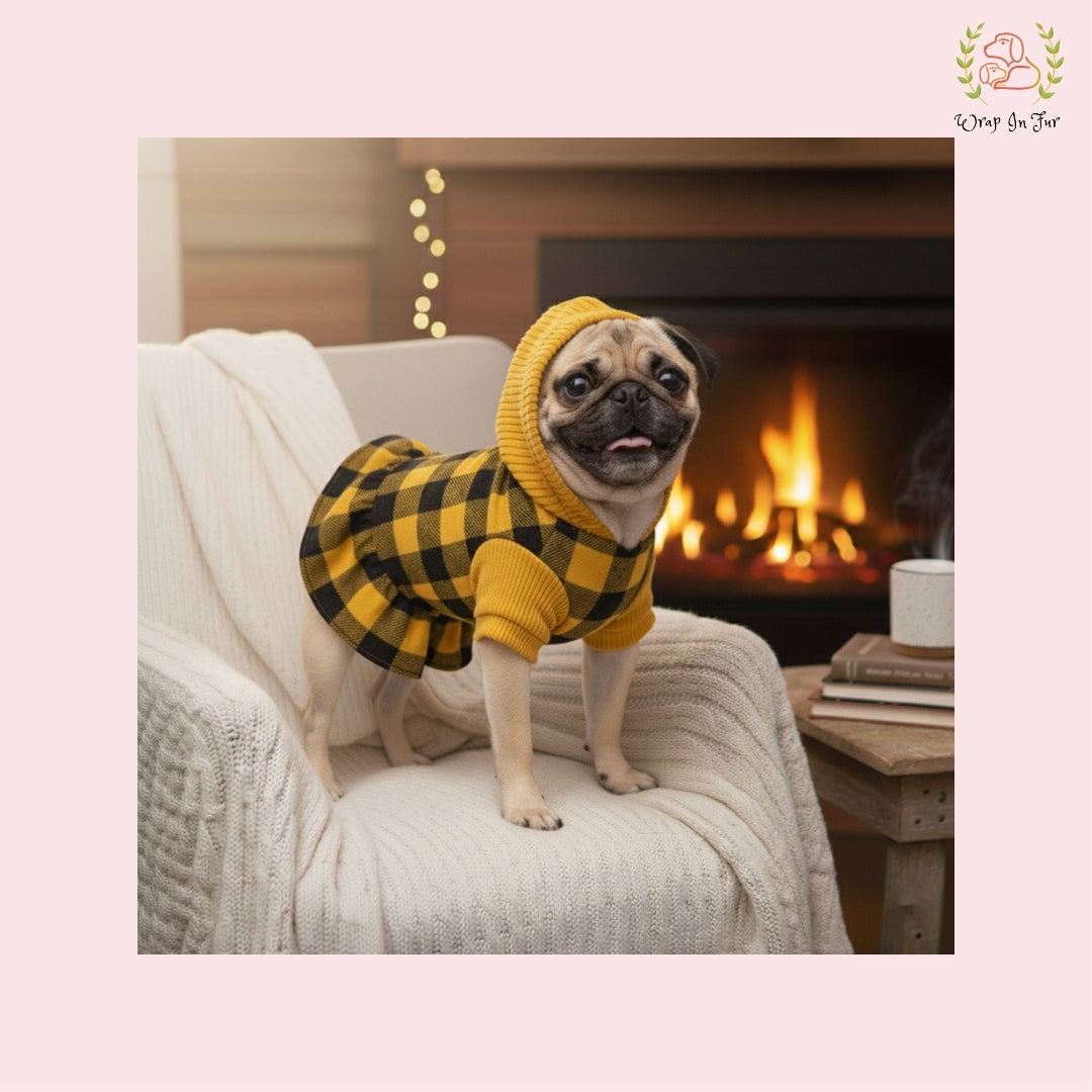 PlaidHood Dog Dress – Warm, Cute & Winter-Ready
